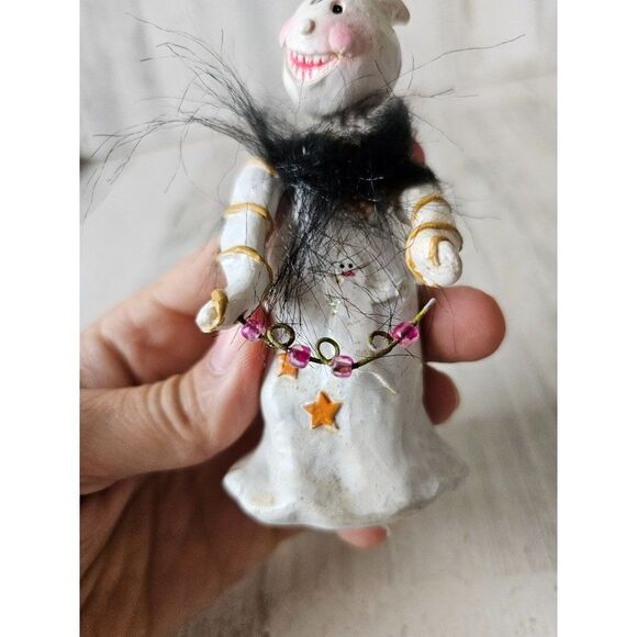 Ghost bobblehead feather Halloween decor mini village jointed - Picture 8 of 8